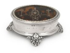 An Edward VII silver and tortoiseshell dressing table box