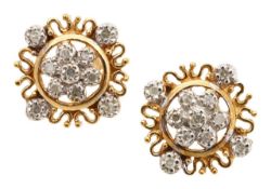 A pair of 9ct diamond ear rings