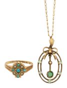 A Victorian ring and pendant with chain