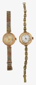 Two 9ct ladies bracelet manual wind wristwatch heads
