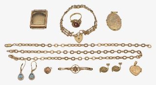 A collection of 9ct and other jewellery