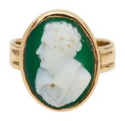 A hard stone cameo ring