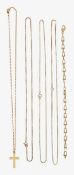 A collection of 9ct chains and a bracelet