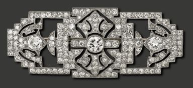 A French platinum and diamond brooch