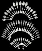 A harlequin set of Victorian silver Fiddle pattern flatware