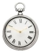 A William IV silver pair cased open face pocket watch, London, 1831