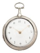 A George III silver pair cased open face pocket watch, London, 1802