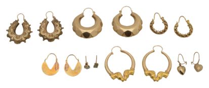 A collection 9ct of Creole ear ring