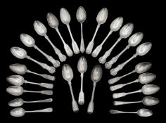A collection of Victorian and later silver teaspoons