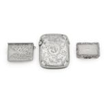 A George IV silver vinaigrette, Victorian vesta case and stamp box