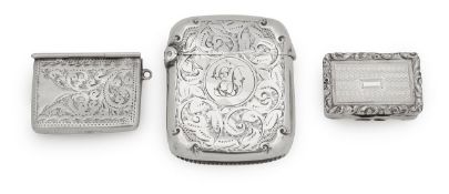 A George IV silver vinaigrette, Victorian vesta case and stamp box