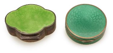 A silver and guilloche compact and pillbox