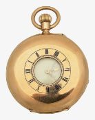 A Benson 9ct gold half hunter, cased