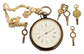 A late Victorian silver open face Chronograph pocket watch,
