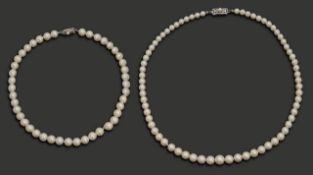 Two cultured pearl necklaces