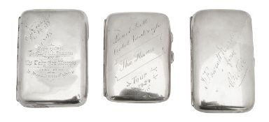 Of historic interest: a group of three silver cigarette cases