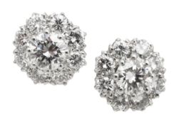 A pair of diamond cluster ear rings