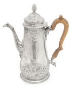 A George II silver coffee pot