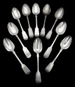 A group of silver Fiddle pattern tablespoons