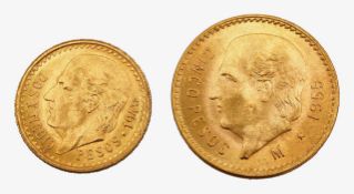 Mexican. Gold Pesos Coins (2)