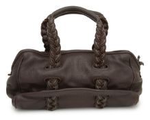 A Bottega Veneta dark brown bowling bag