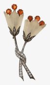 An en tremblant citrine & diamond brooch