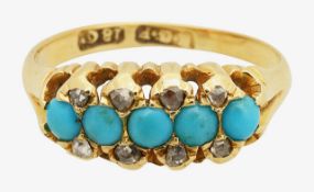 An Edwardian diamond and turquoise ring
