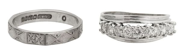 An 18ct half eternity ring with wedding band