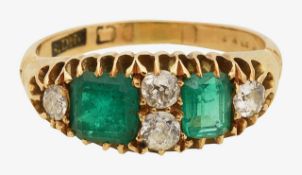 An 18ct Edwardian emerald and diamond ring