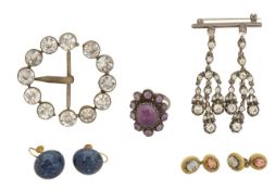 A collection of various early gem set jewellery and paste
