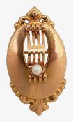 A French gold and seed pearl brooch