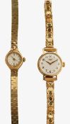 A 9ct gold watch and bracelet with a gold cased watch