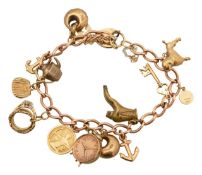 A charm bracelet with fourteen charms