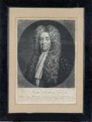 After Thomas Murray (1663-1734) 'Hans Sloane' portrait, mezzotint; with another
