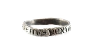Medieval inscribed silver amulet ring circa 13-14th Century