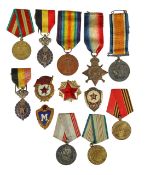A collection of WWI British, post-WWII Belgium and Soviet medals
