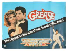 Grease/Saturday Night Fever (1978) British double-bill Quad film poster with ABBA- The Movie (1977)