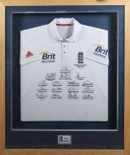 ECB. Ashes Series Down Under 2010/11, signed shirt & bat