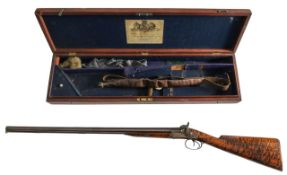 A fine double-barrel percussion 12-bore sporting shotgun, by John Manton, mid-19th century