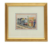 Original illustration of 'The Little Blue Engine' by René Cloke