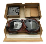 A pair of WWII Air Ministry Mk. VIII Flying Goggles, boxed; together with a compass