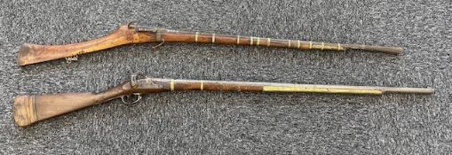 An Indian matchlock musket, with another, 19th century and later