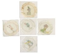 After Walter Crane (British, 1845-1915) illustrations on silk