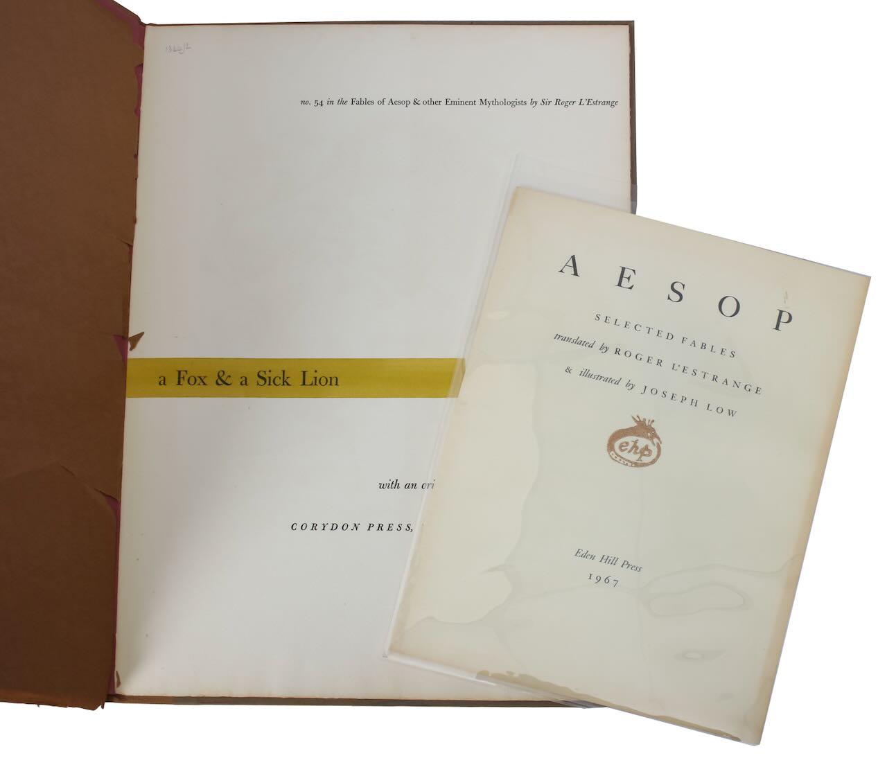 L'Estrange & Low. 'A Fox & a Sick Lion' + 'A Cat and A Cock', with 'Mastering Aesop' - Image 3 of 7