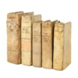 Five vellum bound volumes, 17th/18th century in date