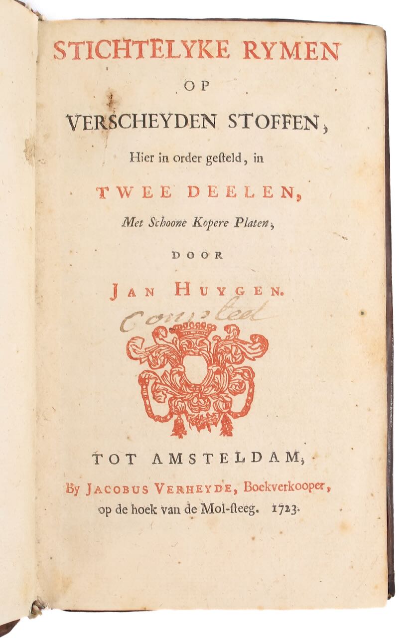 Huygen (Jan), 'Duae Emblematum & Epigrammatum Sacra.' Amsterdam, 1723. - Image 2 of 3