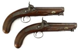 A pair of early Victorian officer's percussion pistols, by William Bond, London
