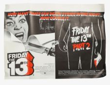 Friday the 13th I/Friday the 13th II double bill British Quad film poster