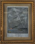 Of Zeppelin interest: H. Lovett (19th/20th century) 'Zeppelin LZ85' and 'The Last of LZ85', a pair p