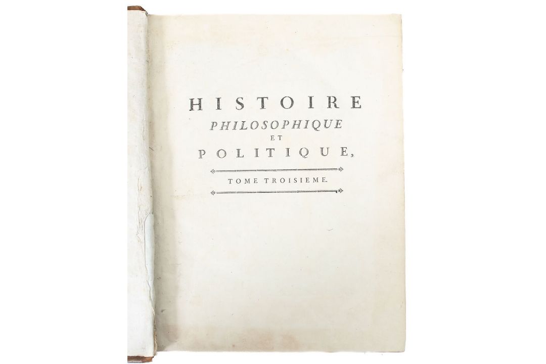 Raynal (Guillaume Thomas) 'Histoire, Philosophique et Politique' 1775, three volumes - Image 2 of 3